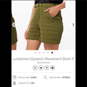 Lululemon dynamic movement shorts
